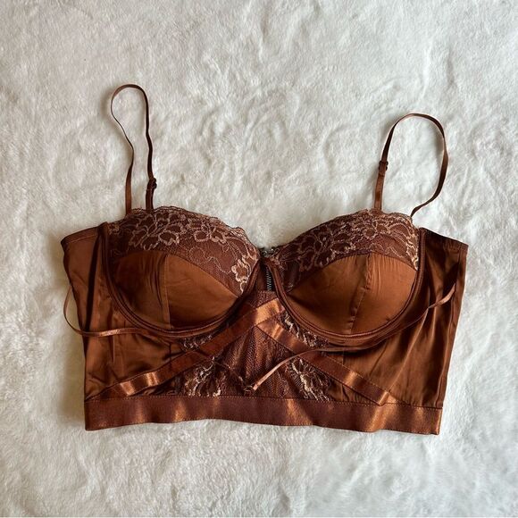 Fashion Nova Tops - Fashion Nova Copper Corset Top Women’s Size Medium
